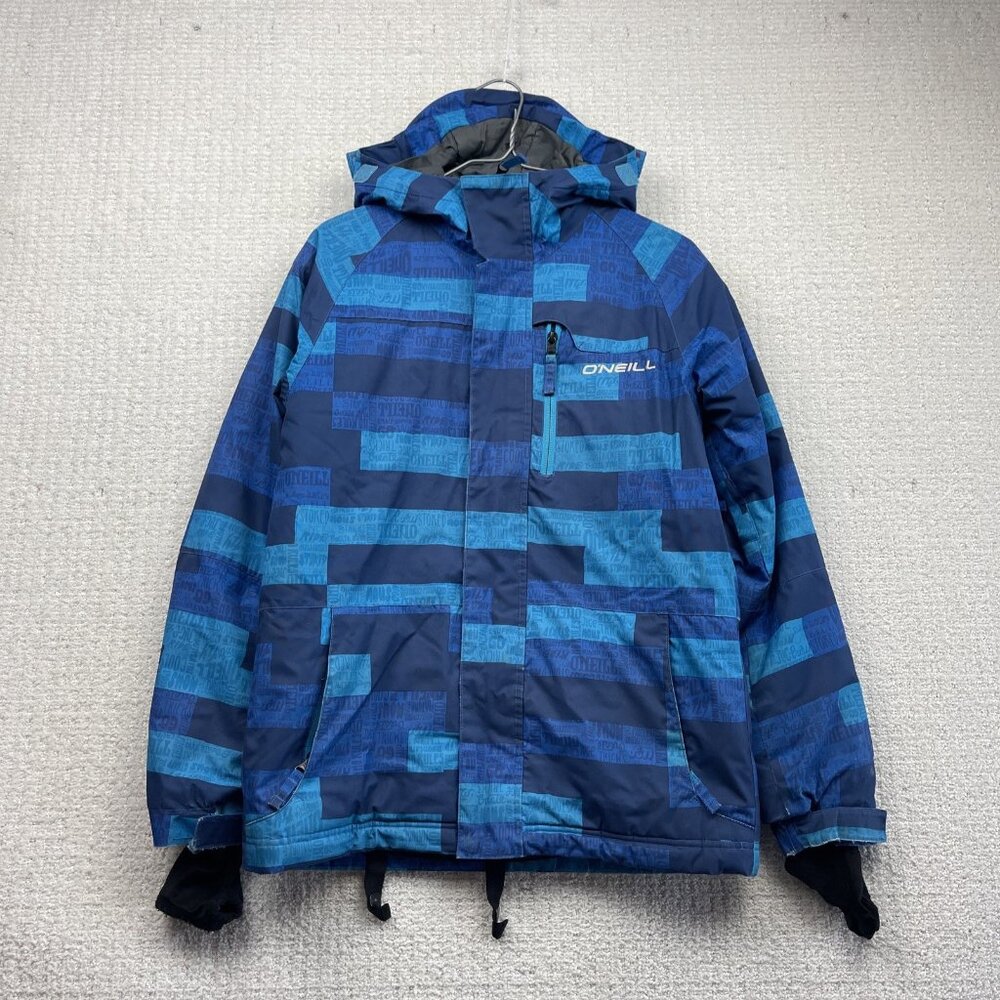 Y2K O'Neill 10K Insulated Ski / Snowboard Jacket Youth Sz 12 Blue Color block